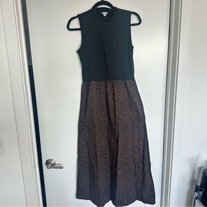 J. Crew Black and Leopard Print Dress